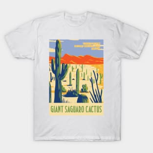 WPA poster of Saguaro NP with giant Saguaro in Sonoran Desert, Pima County, Arizona, USA T-Shirt